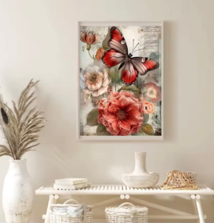 Diamond Painting Schmetterling mit Blumen